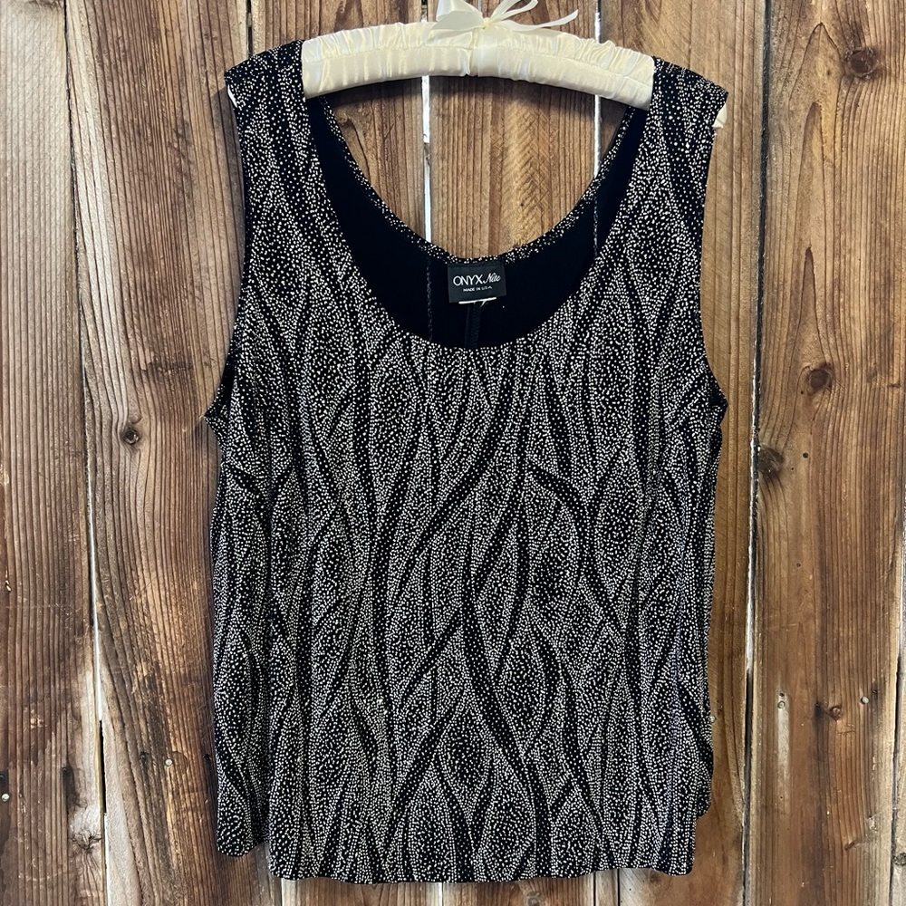 Onyx Nite Black & Silver Sparkly Glitter Tank Top 1920’s Flapper Faerie Size 2X